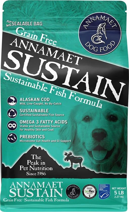 Annamaet Grain-Free Sustain Fresh Meat Line Caught Alaskan Cod Dry Dog Food - 5 Lb Bag -Tropiclean Store annamaet grain free sustain fresh meat line caught alaskan cod dry dog food 5 lb bag 110819