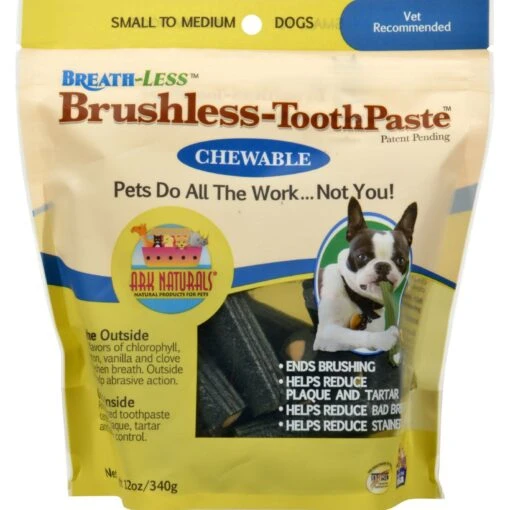 Ark Natural's Breathless Brushless Toothpaste Small/Medium Cat And Dog Dental Care - 12 Oz Bag -Tropiclean Store ark naturals breathless brushless toothpaste smallmedium cat and dog dental care 12 oz bag 339680