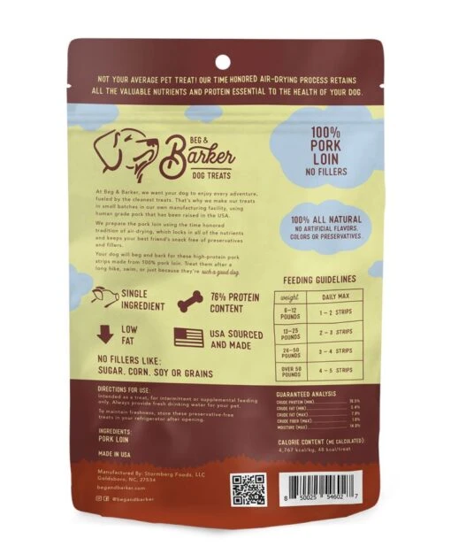 Beg & Barker Strips Pork Loin Air-Dried Dog Treats - 1 Oz - 12 Pack -Tropiclean Store beg barker strips pork loin air dried dog treats 1 oz 12 pack 853273