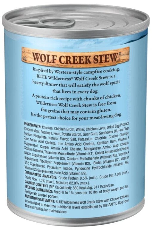 Blue Buffalo Wilderness Wolf Creek Stew Chunky Chicken Stew Canned Dog Food -Tropiclean Store blue buffalo wilderness wolf creek stew chunky chicken stew canned dog food 875611