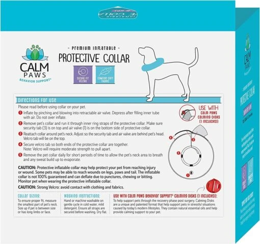 Calm Paws Protective Inflatable Dog Collar With Dog Calming Disk - Extra Large -Tropiclean Store calm paws protective inflatable dog collar with dog calming disk extra large 604347