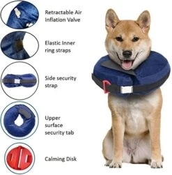 Calm Paws Protective Inflatable Dog Collar With Dog Calming Disk - Medium -Tropiclean Store calm paws protective inflatable dog collar with dog calming disk medium 244960