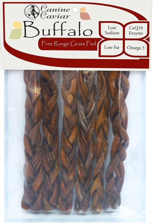 Canine Caviar Braided Dog Buffalo Sticks - 6 Inch - 6 Count -Tropiclean Store canine caviar braided dog buffalo sticks 6 inch 6 count 979787