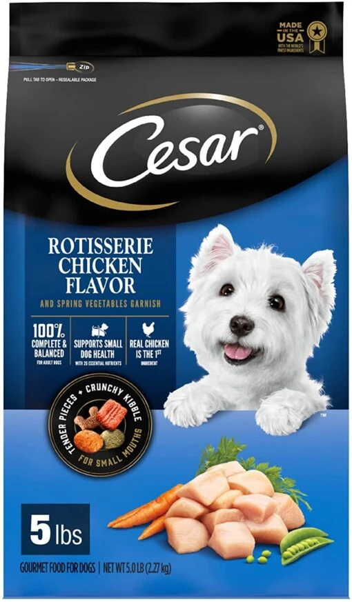 Cesar Dry Rotisserie Chicken With Spring Vegetables Gourmet Dry Dog Food - 5 Lb Bag -Tropiclean Store cesar dry rotisserie chicken with spring vegetables gourmet dry dog food 5 lb bag 466554