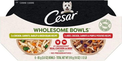 Cesar Wholesome Bowls Multi-Pack Chicken And Beef Wet Dog Food - 2/6 Pack -Tropiclean Store cesar wholesome bowls multi pack chicken and beef wet dog food 26 pack 748579