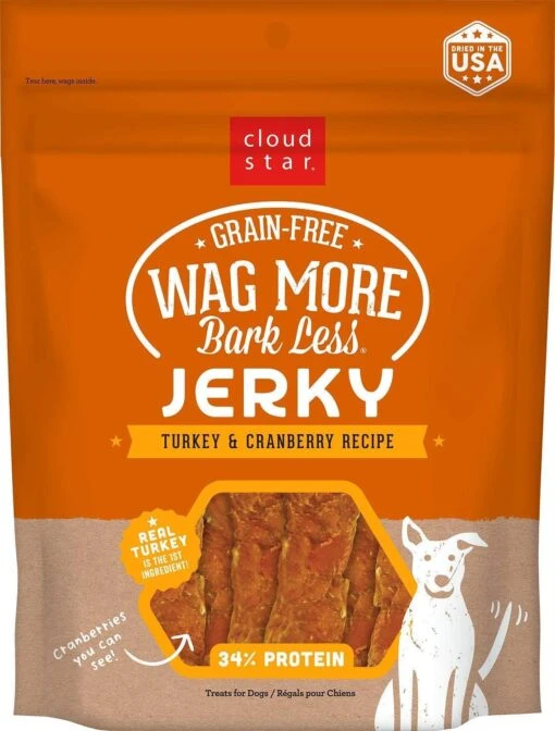 Cloud Star Wag More Bark Less Turkey & Cranberry Dog Jerky Treats - 10 Oz Bag -Tropiclean Store cloud star wag more bark less turkey cranberry dog jerky treats 10 oz bag 107169