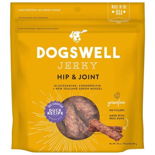 DOGSWELL Hip And Joint Grain Free Jerky Duck Soft And Chewy Dog Treats - 20 Oz Bag -Tropiclean Store dogswell hip and joint grain free jerky duck soft and chewy dog treats 20 oz bag 564435