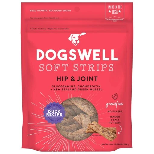 DOGSWELL Hip And Joint Grain Free Soft Strips Duck Soft And Chewy Dog Treats - 10 Oz Bag -Tropiclean Store dogswell hip and joint grain free soft strips duck soft and chewy dog treats 10 oz bag 330872