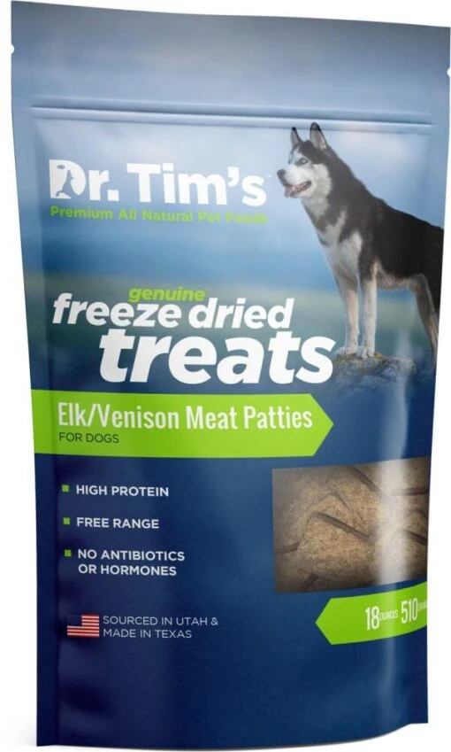 Dr. Tim's Freeze Dried Elk & Venison Meat Patties Dog Treats -Tropiclean Store dr tims freeze dried elk venison meat patties dog treats 872249