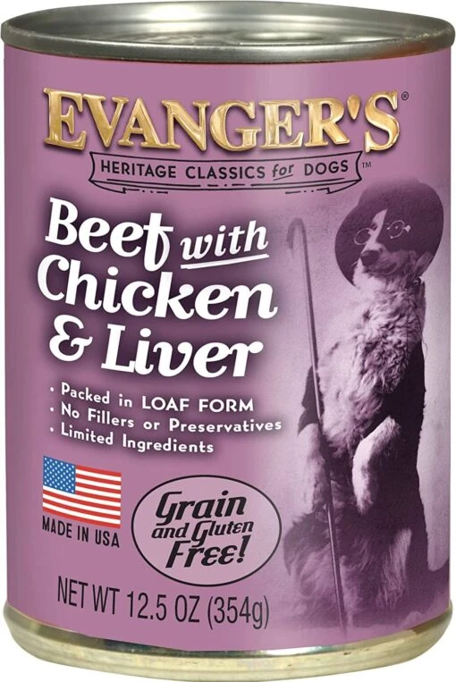 Evanger's All-Meat Classic Beef, Chicken & Liver Canned Dog Food - 12.8 Oz - Case Of 12 -Tropiclean Store evangers all meat classic beef chicken liver canned dog food 128 oz case of 12 652935