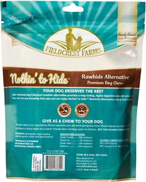 Fieldcrest Farms Nothin' To Hide Rawhide Alternative Twist Stix Natural Dog Chews - Beef - 50 Pack -Tropiclean Store fieldcrest farms nothin to hide rawhide alternative twist stix natural dog chews beef 50 pack 586284