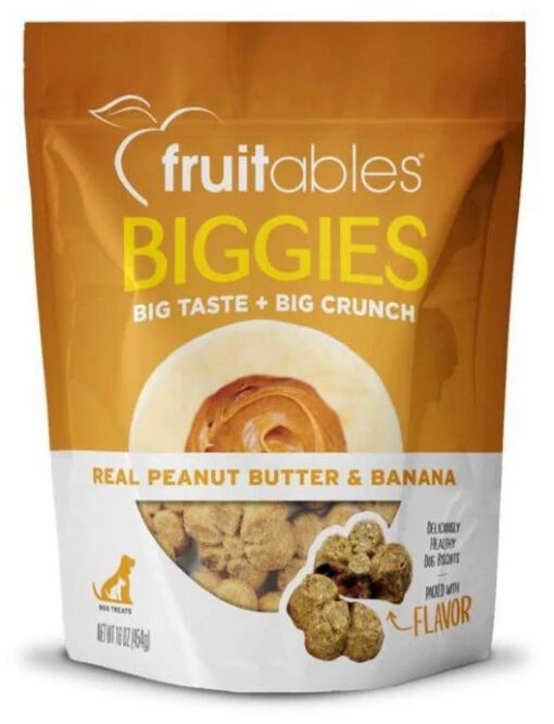 Fruitables Biggies Peanut Butter & Banana Crunchy Dog Treats - 16 Oz Pouch -Tropiclean Store fruitables biggies peanut butter banana crunchy dog treats 16 oz pouch 549632