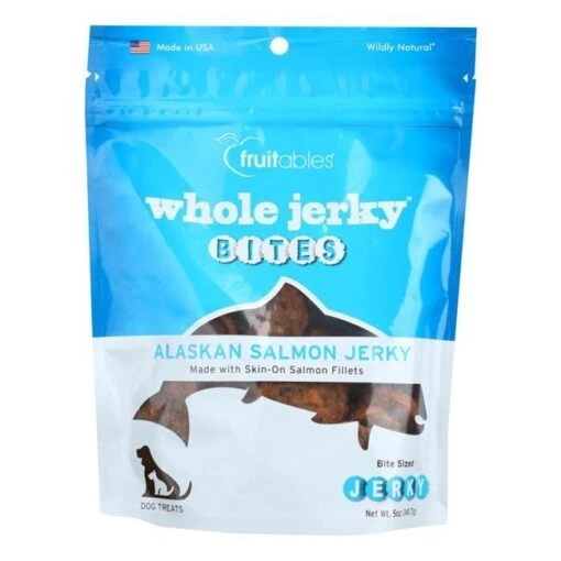 Fruitables Whole Jerky Bites Alaskan Salmon Dog Jerky Treats - 5 Oz Pouch -Tropiclean Store fruitables whole jerky bites alaskan salmon dog jerky treats 5 oz pouch 176511