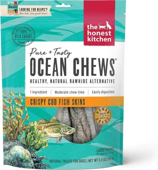 Honest Kitchen Dog BEAMS Ocean Chews Cod - Large - 5.5 Oz -Tropiclean Store honest kitchen dog beams ocean chews cod large 55 oz 362395