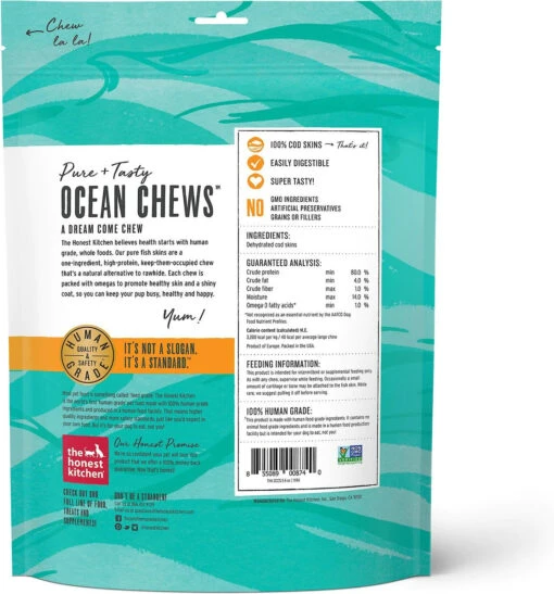 Honest Kitchen Dog BEAMS Ocean Chews Cod - Large - 5.5 Oz -Tropiclean Store honest kitchen dog beams ocean chews cod large 55 oz 579094