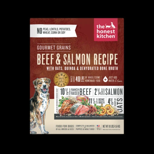 Honest Kitchen Gourmet Grain Beef Salmon Dehydrated Dog Food - 10 Lb Box -Tropiclean Store honest kitchen gourmet grain beef salmon dehydrated dog food 10 lb box 649889