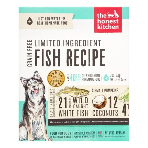 Honest Kitchen Limited Ingredient Diet Grain-Free Fish Dehydrated Dog Food - 10 Lb Box -Tropiclean Store honest kitchen limited ingredient diet grain free fish dehydrated dog food 10 lb box 557356