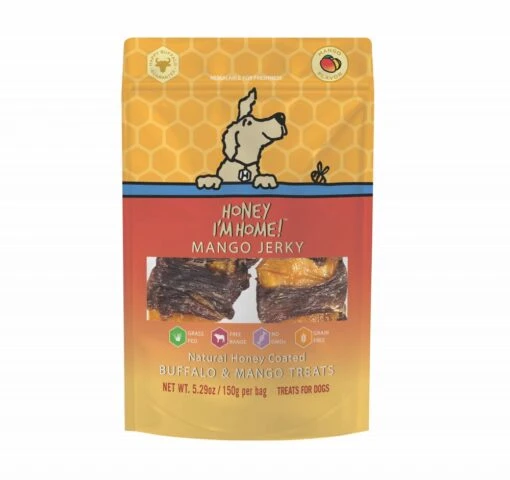 Honey I'm Home Natural Honey Coated Mango Jerky Buffalo Dog Treats -Tropiclean Store honey im home natural honey coated mango jerky buffalo dog treats 698743