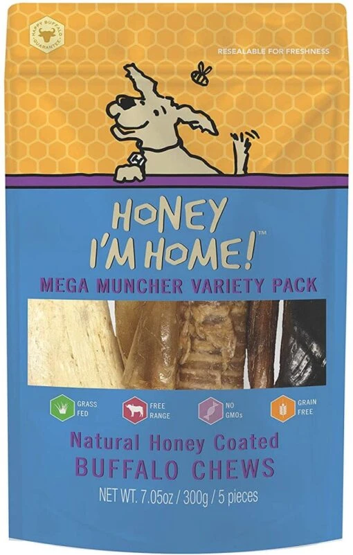 Honey I'm Home Natural Honey Coated Mega Muncher Variety Pack Buffalo Dog Chews -Tropiclean Store honey im home natural honey coated mega muncher variety pack buffalo dog chews 276249