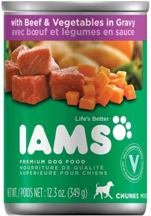 Iams ProActive Chunks With Beef, Beans, Carrots And Rice Canned Dog Food - 13 Oz - Case Of 12 -Tropiclean Store iams proactive chunks with beef beans carrots and rice canned dog food 13 oz case of 12 381401