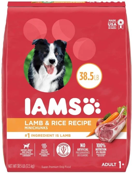 Iams ProActive Health Lamb & Rice Mini Chunks Adult Dry Dog Food - 38.5 Lb Bag -Tropiclean Store iams proactive health lamb rice mini chunks adult dry dog food 385 lb bag 916497