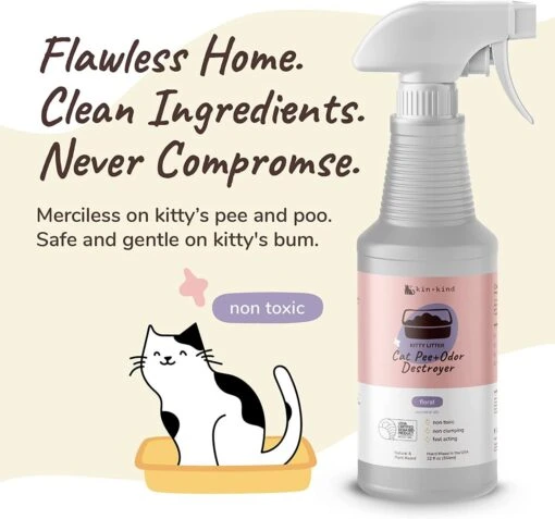 KIN + KIND Pee+Stain+Odor Destroyer (Fabric+Carpet) Floral Cat And Dog Stain And Odor Remover - 32 Oz -Tropiclean Store kin kind peestainodor destroyer fabriccarpet floral cat and dog stain and odor remover 32 oz 590076