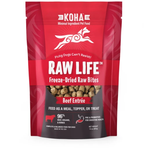 Koha Grain-Free Raw Freeze-Dried Dog Treats Bites Beef - 14 Oz -Tropiclean Store koha grain free raw freeze dried dog treats bites beef 14 oz 982040