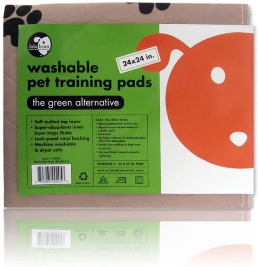 Lola Bean Washable And Re-usable Pet Training Pads 24"x24" - 2 Count -Tropiclean Store lola bean washable and re usable pet training pads 24x24 2 count 436113