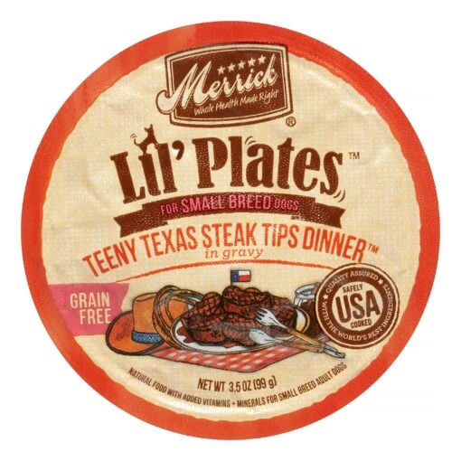 Merrick Lil' Plates Grain-Free Lil' Tubs Teeny Texas Steak Tips Small Breed Dog Food - 3.5 Oz Tubs - Case Of 12 -Tropiclean Store merrick lil plates grain free lil tubs teeny texas steak tips small breed dog food 35 oz tubs case of 12 521975