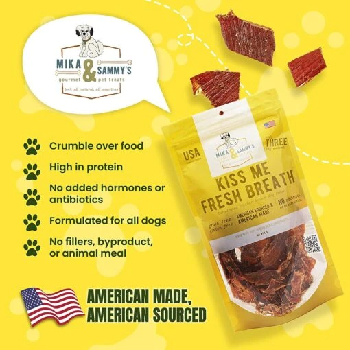 Mika & Sammy's Kiss Me Fresh Breath Jerky Dog Treats - 5 Oz -Tropiclean Store mika sammys kiss me fresh breath jerky dog treats 5 oz 584967