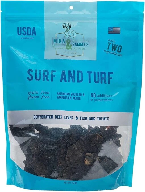 Mika & Sammy's Surf & Turf Fish And Beef Jerky Dog Treats - 5 Oz -Tropiclean Store mika sammys surf turf fish and beef jerky dog treats 5 oz 995269