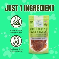 Mika & Sammy's Uncle Justy's Just Chicken Jerky Dog Treats - 5 Oz -Tropiclean Store mika sammys uncle justys just chicken jerky dog treats 5 oz 149926