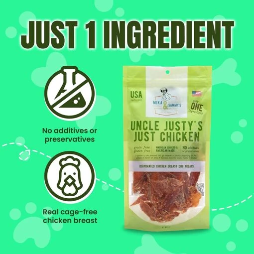 Mika & Sammy's Uncle Justy's Just Chicken Jerky Dog Treats - 5 Oz -Tropiclean Store mika sammys uncle justys just chicken jerky dog treats 5 oz 149926