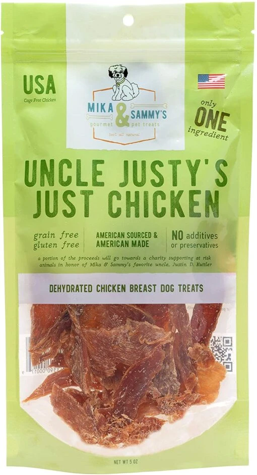 Mika & Sammy's Uncle Justy's Just Chicken Jerky Dog Treats - 5 Oz -Tropiclean Store mika sammys uncle justys just chicken jerky dog treats 5 oz 994546