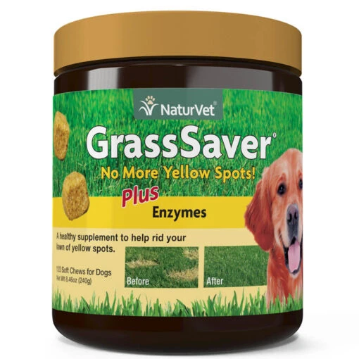 Naturvet GrassSaver Soft Chew Dog Supplements - 120 Ct Jar -Tropiclean Store naturvet grasssaver soft chew dog supplements 120 ct jar 707705