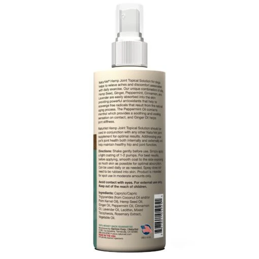 Naturvet Hemp Joint Topical With Ginger Spray Hip And Joint Dog Supplements - 6 Oz Bottle -Tropiclean Store naturvet hemp joint topical with ginger spray hip and joint dog supplements 6 oz bottle 264990