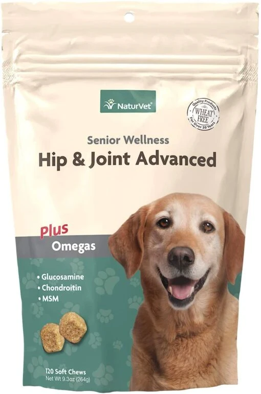 Naturvet Senior Hip & Joint Plus Soft Chews Dog Supplements - 120 Ct Bag -Tropiclean Store naturvet senior hip joint plus soft chews dog supplements 120 ct bag 395096