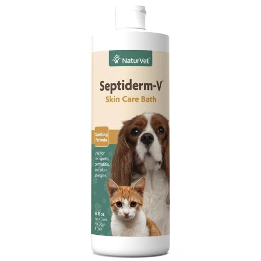 Naturvet Septiderm V-Bath Cat And Dog Supplements - 16 Oz Bottle -Tropiclean Store naturvet septiderm v bath cat and dog supplements 16 oz bottle 335644