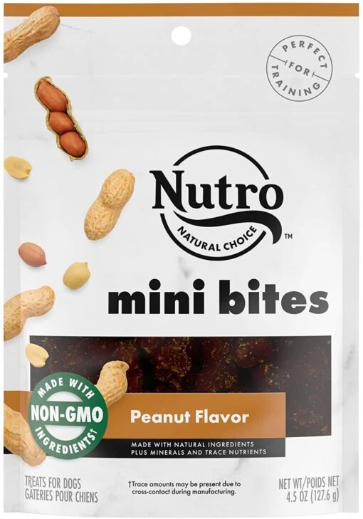 Nutro Mini Bites Peanut Crunchy Dog Treats - 4.5 Oz - Case Of 8 -Tropiclean Store nutro mini bites peanut crunchy dog treats 45 oz case of 8 888431