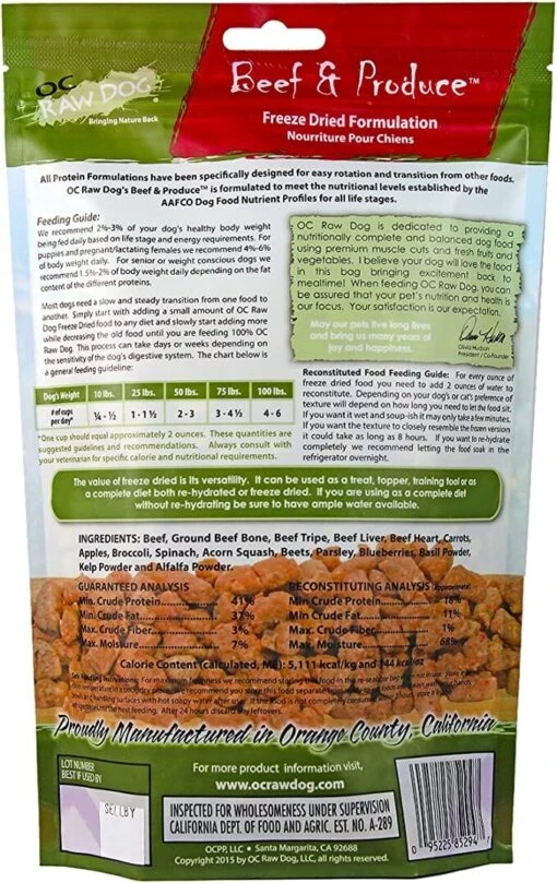 OC RAW Beef & Produce Meaty Rox Freeze-Dried Dog Treats - 5.5 Oz -Tropiclean Store oc raw beef produce meaty rox freeze dried dog treats 55 oz 264475