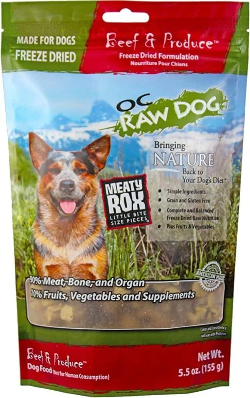 OC RAW Beef & Produce Meaty Rox Freeze-Dried Dog Treats - 5.5 Oz -Tropiclean Store oc raw beef produce meaty rox freeze dried dog treats 55 oz 695342