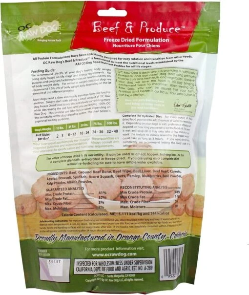 OC Raw Beef & Produce Sliders Freeze-Dried Dog Treats - 14 Oz Bag -Tropiclean Store oc raw beef produce sliders freeze dried dog treats 14 oz bag 631569