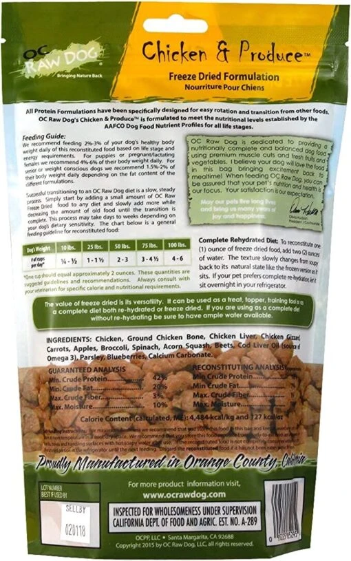 OC RAW Chicken & Produce Meaty Rox Freeze-Dried Dog Treats - 5.5 Oz -Tropiclean Store oc raw chicken produce meaty rox freeze dried dog treats 55 oz 623547