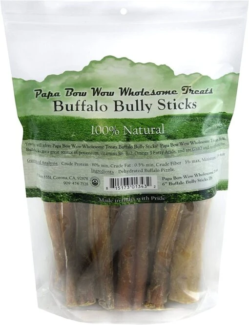 Papa Bow Wow Dog Bully Sticks - 6 Inch - 0.5 Lb -Tropiclean Store papa bow wow dog bully sticks 6 inch 05 lb 664557