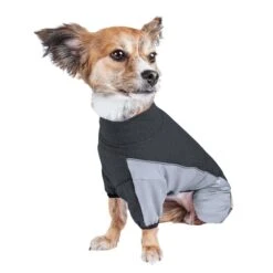 Pet Life ® Active 'Chase Pacer' Medium-weight 4-Way-Stretch Yoga Fitness Dog Tracksuit -Tropiclean Store pet life r active chase pacer heathered performance 4 way stretch two toned full body warm up 242560