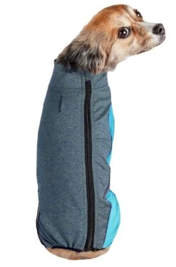 Pet Life ® Active 'Chase Pacer' Medium-weight 4-Way-Stretch Yoga Fitness Dog Tracksuit -Tropiclean Store pet life r active chase pacer heathered performance 4 way stretch two toned full body warm up 479471