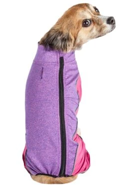 Pet Life ® Active 'Chase Pacer' Medium-weight 4-Way-Stretch Yoga Fitness Dog Tracksuit -Tropiclean Store pet life r active chase pacer heathered performance 4 way stretch two toned full body warm up 609818