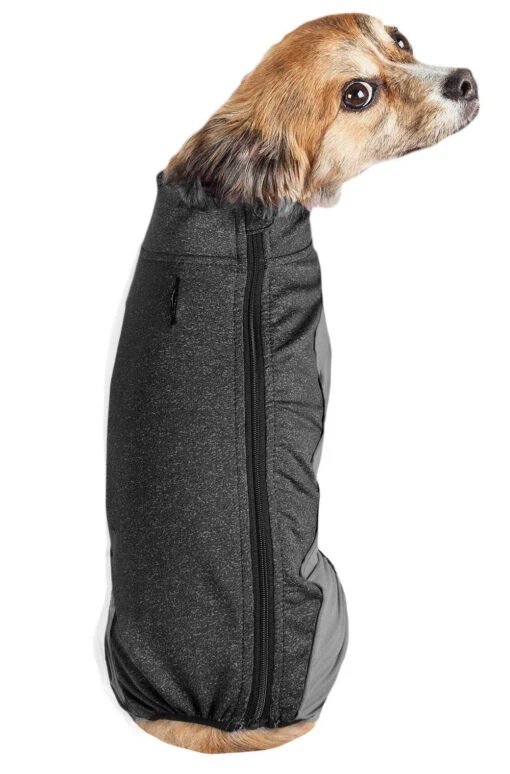 Pet Life ® Active 'Chase Pacer' Medium-weight 4-Way-Stretch Yoga Fitness Dog Tracksuit -Tropiclean Store pet life r active chase pacer heathered performance 4 way stretch two toned full body warm up 611716