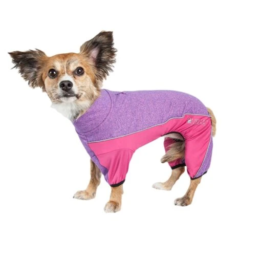 Pet Life ® Active 'Chase Pacer' Medium-weight 4-Way-Stretch Yoga Fitness Dog Tracksuit -Tropiclean Store pet life r active chase pacer heathered performance 4 way stretch two toned full body warm up 852628