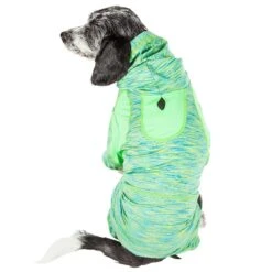 Pet Life ® Active 'Downward Dog' 4-Way-Stretch Fitness Yoga Dog Tracksuit Hoodie -Tropiclean Store pet life r active downward dog heathered performance 4 way stretch two toned full body warm up hoodie 150965